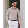 image:imageCOOFANDY Mens Long Sleeve Plaid Button Down Cotton Wrinkle Free Dress ShirtKhaki Plaid
