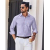 image:imageCOOFANDY Mens Long Sleeve Plaid Button Down Cotton Wrinkle Free Dress ShirtLight Blue Khaki Plaid