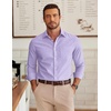 image:imageCOOFANDY Mens Long Sleeve Plaid Button Down Cotton Wrinkle Free Dress ShirtLight Purple Plaid