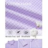 image:imageCOOFANDY Mens Long Sleeve Plaid Button Down Cotton Wrinkle Free Dress ShirtLight Purple Plaid