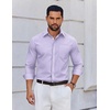 image:imageCOOFANDY Mens Long Sleeve Plaid Button Down Cotton Wrinkle Free Dress ShirtLight Purple Plaid