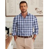 image:imageCOOFANDY Mens Long Sleeve Plaid Button Down Cotton Wrinkle Free Dress ShirtNavy Black White Plaid