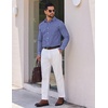 image:imageCOOFANDY Mens Long Sleeve Plaid Button Down Cotton Wrinkle Free Dress ShirtNavy Blue White Plaid