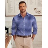 image:imageCOOFANDY Mens Long Sleeve Plaid Button Down Cotton Wrinkle Free Dress ShirtNavy Blue White Plaid