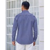 image:imageCOOFANDY Mens Long Sleeve Plaid Button Down Cotton Wrinkle Free Dress ShirtNavy Blue White Plaid