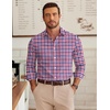 image:imageCOOFANDY Mens Long Sleeve Plaid Button Down Cotton Wrinkle Free Dress ShirtNavy Red Plaid