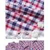 image:imageCOOFANDY Mens Long Sleeve Plaid Button Down Cotton Wrinkle Free Dress ShirtNavy Red Plaid