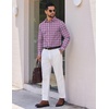 image:imageCOOFANDY Mens Long Sleeve Plaid Button Down Cotton Wrinkle Free Dress ShirtNavy Red Plaid