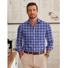image:imageCOOFANDY Mens Long Sleeve Plaid Button Down Cotton Wrinkle Free Dress ShirtNavy White Plaid