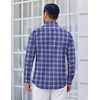 image:imageCOOFANDY Mens Long Sleeve Plaid Button Down Cotton Wrinkle Free Dress ShirtNavy White Plaid