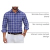 image:imageCOOFANDY Mens Long Sleeve Plaid Button Down Cotton Wrinkle Free Dress ShirtNavy White Plaid