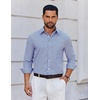 image:imageCOOFANDY Mens Long Sleeve Plaid Button Down Cotton Wrinkle Free Dress ShirtWhite Deep Blue Plaid