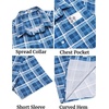 image:imageCOOFANDY Mens Plaid Button Down Shirts Short Sleeve Casual Summer Shirt Wrinkle Free Dress Shirts with Pocket01deep Blue White Plaid