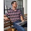image:imageCOOFANDY Mens Plaid Button Down Shirts Short Sleeve Casual Summer Shirt Wrinkle Free Dress Shirts with PocketBlack Pink Plaid