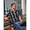 image:imageCOOFANDY Mens Plaid Button Down Shirts Short Sleeve Casual Summer Shirt Wrinkle Free Dress Shirts with PocketBlack Plaid