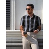 image:imageCOOFANDY Mens Plaid Button Down Shirts Short Sleeve Casual Summer Shirt Wrinkle Free Dress Shirts with PocketBlack Plaid