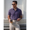 image:imageCOOFANDY Mens Plaid Button Down Shirts Short Sleeve Casual Summer Shirt Wrinkle Free Dress Shirts with PocketBlack Purple Pliad