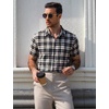 image:imageCOOFANDY Mens Plaid Button Down Shirts Short Sleeve Casual Summer Shirt Wrinkle Free Dress Shirts with PocketBlack White Khaki Plaid