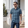 image:imageCOOFANDY Mens Plaid Button Down Shirts Short Sleeve Casual Summer Shirt Wrinkle Free Dress Shirts with PocketBlue Black Check