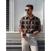 image:imageCOOFANDY Mens Plaid Button Down Shirts Short Sleeve Casual Summer Shirt Wrinkle Free Dress Shirts with PocketBrown Khaki Plaid
