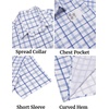 image:imageCOOFANDY Mens Plaid Button Down Shirts Short Sleeve Casual Summer Shirt Wrinkle Free Dress Shirts with PocketDark Blue White Plaid