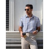 image:imageCOOFANDY Mens Plaid Button Down Shirts Short Sleeve Casual Summer Shirt Wrinkle Free Dress Shirts with PocketDark Blue White Plaid