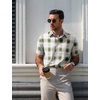 image:imageCOOFANDY Mens Plaid Button Down Shirts Short Sleeve Casual Summer Shirt Wrinkle Free Dress Shirts with PocketGreen Plaid