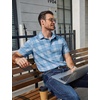 image:imageCOOFANDY Mens Plaid Button Down Shirts Short Sleeve Casual Summer Shirt Wrinkle Free Dress Shirts with PocketLight Blue White Plaid