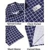image:imageCOOFANDY Mens Plaid Button Down Shirts Short Sleeve Casual Summer Shirt Wrinkle Free Dress Shirts with PocketNavy Blue Plaid