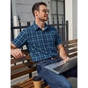 image:imageCOOFANDY Mens Plaid Button Down Shirts Short Sleeve Casual Summer Shirt Wrinkle Free Dress Shirts with PocketNavy and Green Plaid