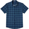 image:imageCOOFANDY Mens Plaid Button Down Shirts Short Sleeve Casual Summer Shirt Wrinkle Free Dress Shirts with PocketNavy and Green Plaid
