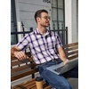image:imageCOOFANDY Mens Plaid Button Down Shirts Short Sleeve Casual Summer Shirt Wrinkle Free Dress Shirts with PocketPurple Plaid