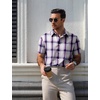 image:imageCOOFANDY Mens Plaid Button Down Shirts Short Sleeve Casual Summer Shirt Wrinkle Free Dress Shirts with PocketPurple Plaid
