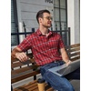 image:imageCOOFANDY Mens Plaid Button Down Shirts Short Sleeve Casual Summer Shirt Wrinkle Free Dress Shirts with PocketRed Check