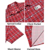 image:imageCOOFANDY Mens Plaid Button Down Shirts Short Sleeve Casual Summer Shirt Wrinkle Free Dress Shirts with PocketRed Check