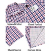 image:imageCOOFANDY Mens Plaid Button Down Shirts Short Sleeve Casual Summer Shirt Wrinkle Free Dress Shirts with PocketRed Navy Check