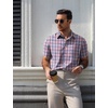 image:imageCOOFANDY Mens Plaid Button Down Shirts Short Sleeve Casual Summer Shirt Wrinkle Free Dress Shirts with PocketRed Navy Check