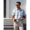 image:imageCOOFANDY Mens Plaid Button Down Shirts Short Sleeve Casual Summer Shirt Wrinkle Free Dress Shirts with PocketWhite Blue Plaid