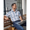 image:imageCOOFANDY Mens Plaid Button Down Shirts Short Sleeve Casual Summer Shirt Wrinkle Free Dress Shirts with PocketWhite Blue Plaid