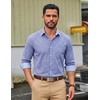 image:imageCOOFANDY Mens Plaid Dress Shirts Long Sleeve Button Down Shirts Wrinkle Free Stretch Cotton Business Casual ShirtBlue Black Plaid