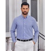 image:imageCOOFANDY Mens Plaid Dress Shirts Long Sleeve Button Down Shirts Wrinkle Free Stretch Cotton Business Casual ShirtBlue Black Plaid