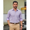 image:imageCOOFANDY Mens Plaid Dress Shirts Long Sleeve Button Down Shirts Wrinkle Free Stretch Cotton Business Casual ShirtLight Purple Plaid
