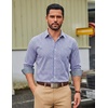 image:imageCOOFANDY Mens Plaid Dress Shirts Long Sleeve Button Down Shirts Wrinkle Free Stretch Cotton Business Casual ShirtWhite Deep Blue Plaid