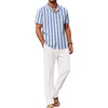 Blue Stripes Shirt/White Pants