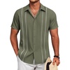 image:imageCOOFANDY Mens Cuban Guayabera Shirt Short Sleeve Button Down Shirts Summer Beach Vacation ShirtsArmy Green  White Webbing