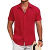 image:imageCOOFANDY Mens Cuban Guayabera Shirt Short Sleeve Button Down Shirts Summer Beach Vacation ShirtsRed