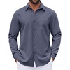 image:imageCOOFANDY Mens Dress Shirts Untucked Long Sleeve Button Down Denim Shirt Stretch Business Casual ShirtsStone Blue