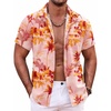 image:imageCOOFANDY Mens Hawaiian Shirt Short Sleeve Button Down Shirts Tropical Summer Beach Shirts Casual Floral Aloha ShirtsRed  Orange Floral