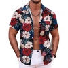 image:imageCOOFANDY Mens Hawaiian Shirt Short Sleeve Button Down Shirts Tropical Summer Beach Shirts Casual Floral Aloha ShirtsRed  White Floral