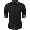 image:imageCOOFANDY Mens Long Sleeve Dress Shirt Plaid Collar Casual Button Down ShirtsBlackNavy Blue